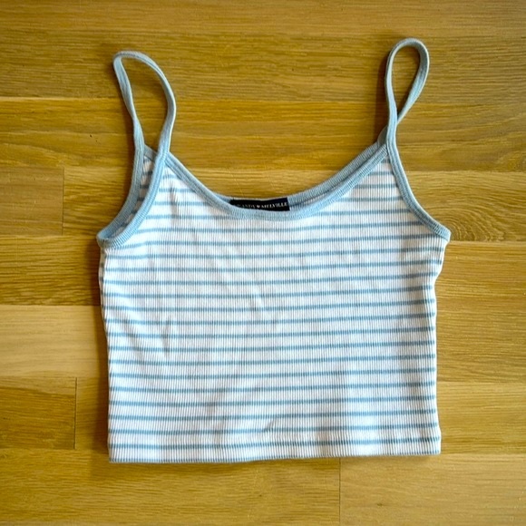 Brandy Melville Tops - Light blue and white striped Brandy Melville tank top